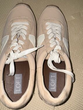 LOFT Cream Canvas Slip-On Sneakers with Tan Insole